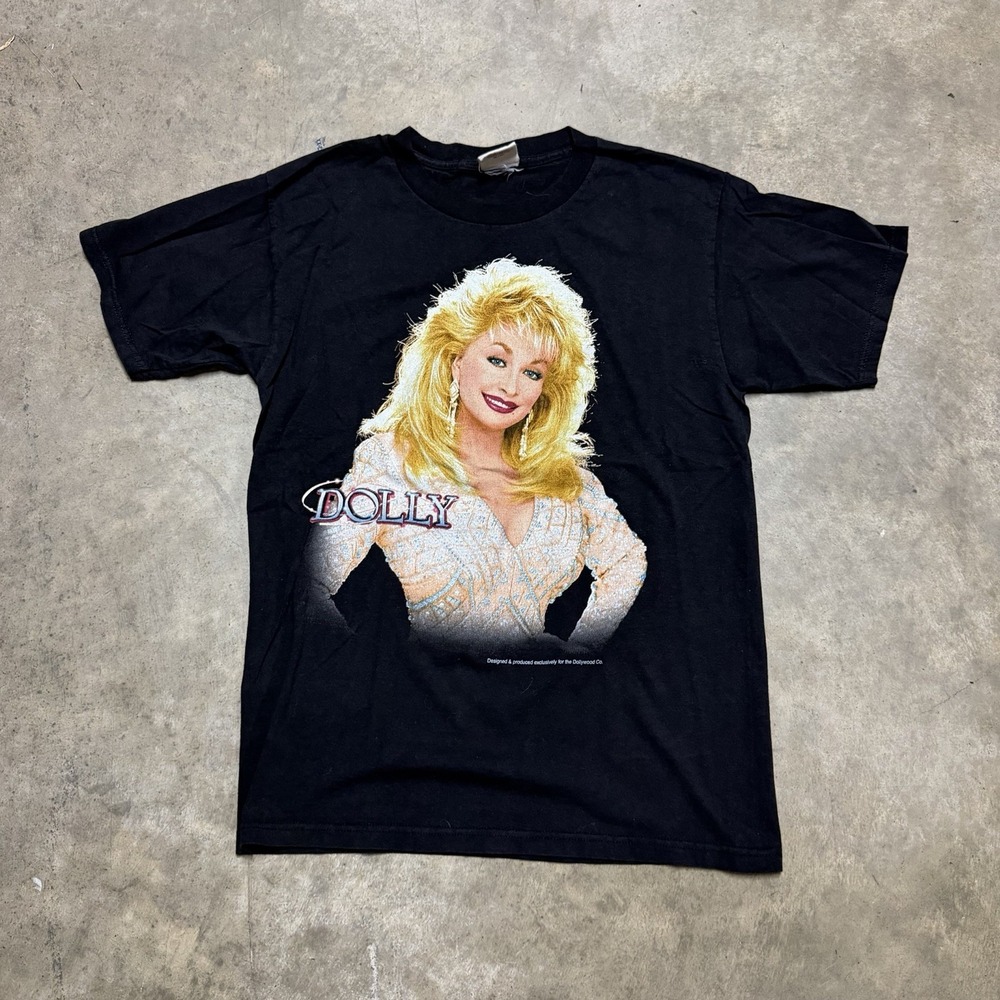 Vintage Dolly Parton Shirt Dollywood 90s Country Music T-shirt Mens Medium Black